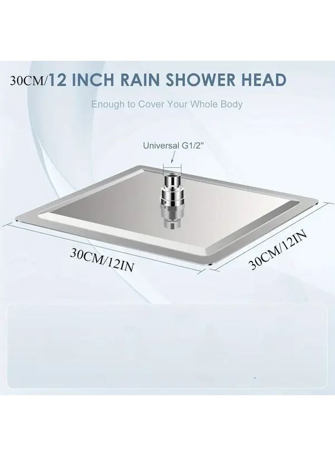 12 Inch Chrome Polished Stainless Steel Rain Shower Head With Silicone Nozzles - Image 3